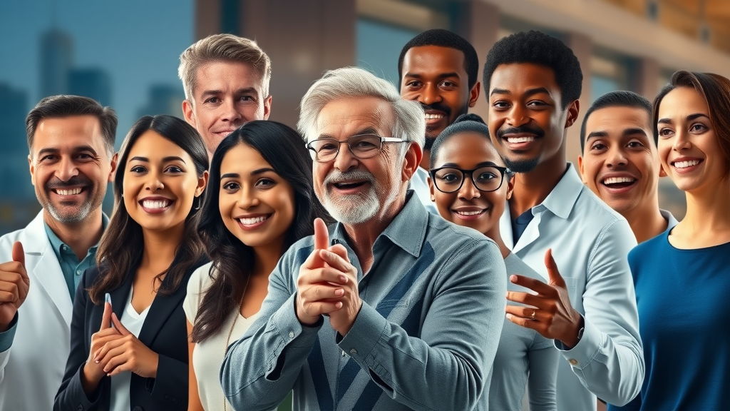 modern montage of notable UC Irvine alumni, positive expressions, engaging in career-defining moments, backgrounds representing various fields (science, arts, sports), highly detailed, movement suggesting influence, diverse skin tones, spotlight lighting