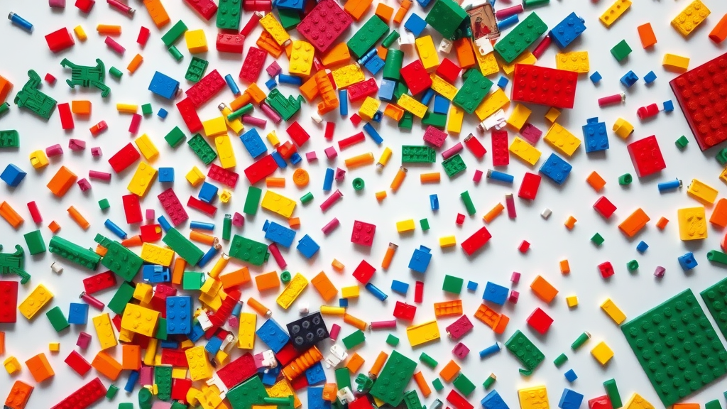 Flat lay of assorted LEGO parts showcasing buy lego parts online variety.