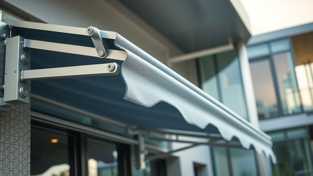 Smart awning system with quality fabric and hardware for residential and commercial use.