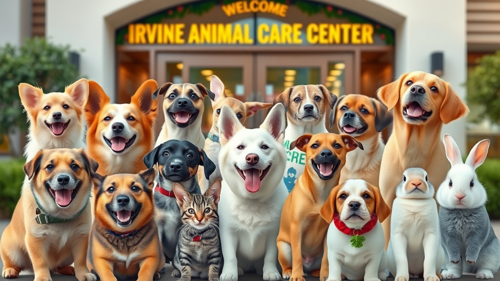 Irvine pet photo fundraiser collage with joyful pets at animal care center