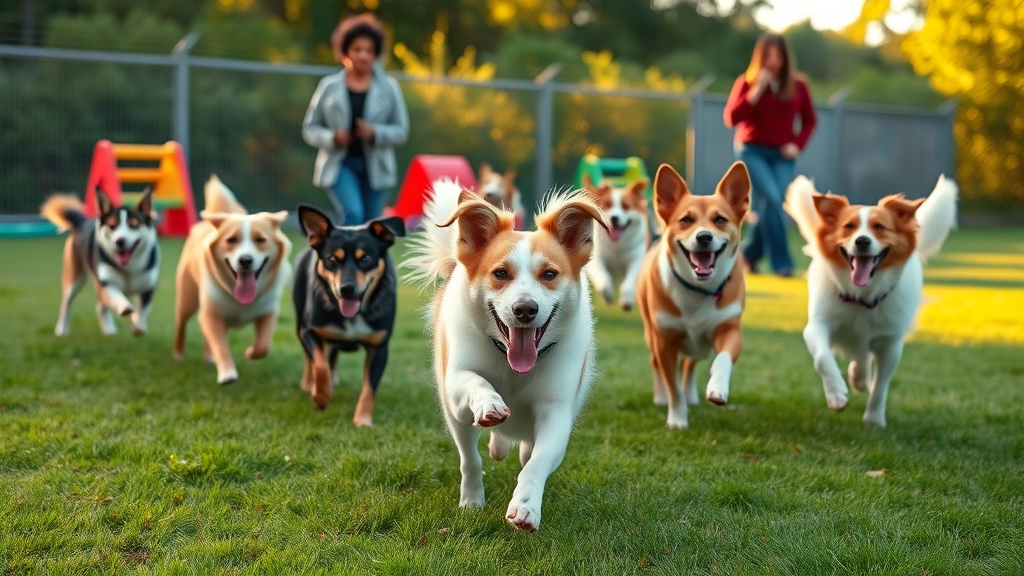 Fun outdoor dog daycare activities at a pet resort with caring staff