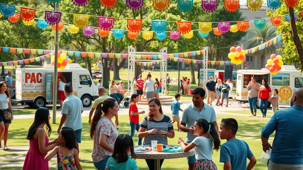 Hispanic Heritage Month community festival at Irvine Great Park with families celebrating.
