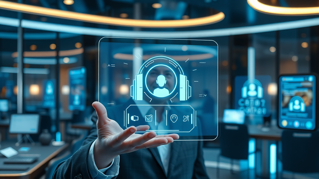 Futuristic digital concierge delivering seamless call overflow for high-end home services and luxury client calls