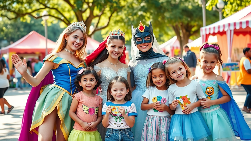 Children meeting superheroes and princesses at family event Tustin September 2025
