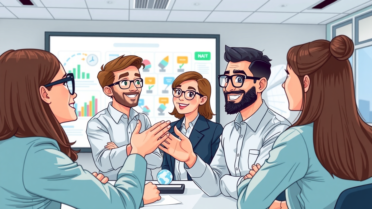 business staff in AI training session, learning and engaging with AI demonstration on digital whiteboard